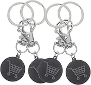 GARIOUANS 4Pcs Trolley Token Key Ring Stainless Steel Keychain for Shopping Trolleys Hanging Token Keyring Portable Design for Everyday Use Fashionable for