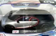 BUGATTI CHIRON SPORT SILVER & MATTE BLACK by MAISTO 1:18 NEW FREE SHIPPING
