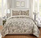 3 Piece Beige Taupe Pink Green Blue Luxury Lush Soft Floral Flowers Paisley Prin