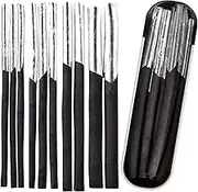 Set of 10 Charcoal Charcoal Pencils in Black, 4 Different Sizes, Ideal Drawing Pencils in Aluminium Case, Drawing Pencils Professional Set, for Drawing, Sketching and Art