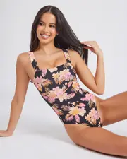 [Topanga] Topanga Women's Kala One Piece Bathing Suit in Black/Golden Size 12 12 Black/Golden