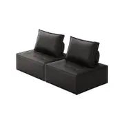 Oikiture 2PC Modular Sofa Adjustable Back PU Leather Black
