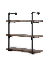 [IHOMDEC] 3 Tier Industrial Pipe Wall Shelf Retro in Brown