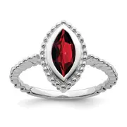 Solid 14k White Gold Marquise Simulated Garnet Ring