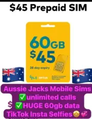 Optus Mobile 60GB Huge Data Prepaid Phone Sim Card Unlimited Calls+Text iPhone