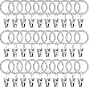 WMYCONGCONG 40 PCS Metal Curtain Rings with Clips, Drapery Clips Hooks 1 Inch Inner Diameter Eyelets Vintage Window Curtain Hangers for Decor Drapes Bows Caps, Fits up to 5/8 Inch Curtain Rod