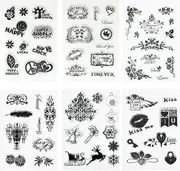 Honbay 6 Sheets Different Theme Friendly Phrases Pretty Patterns Silicone Clear Stamps for Card Making Decoration and Scrapbooking