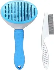 Pet Grooming Shedding Brush, Lice Flea Comb Fine Tooth, Pet Massaging Tool Suitable for Dog Cat Bunny, One Button Removes Loose Tangled Hair. (Blue)
