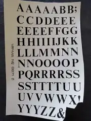 Vintage Lot 5 Sheets Alphabet Decals for Ceramics .5" Block Letter 1/2" VIR-MA