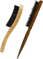 1Set Men Beard Grooming Brush Handle Bristle Hair Brush Neck Duster Brush for Precise Hair Styling Cleaning for Barbershops Home Use