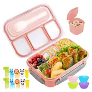 4 Compartments Bento Lunch Box Food Storage Containers Microwave Safe Bento Boxes - Pink