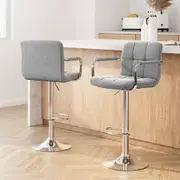 2 x Bar Stools Gas lift Swivel - Steel and Grey