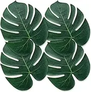 ATFL Artificial Palm Leaves, 50 Pcs Big Leaf Placemats, Green, 13.38" x 11.4", Tropical, Large-leaf, Reusable, Home Decor