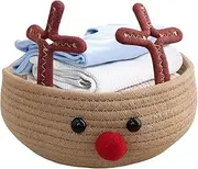 Woven Baskets - Deer Round Woven Storage Bins,Christmas Supplies, Holiday Decorative Basket Storage Organizer for Candies, Fruits, Toys, Toiletries