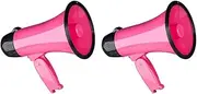 Binxind 2X 25 Watt Compact Speaker PA Bullhorn - with Built-in Siren, Voice Recorder, Bottle Opener,Pink