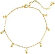 [Generic] Plated Link Chain Anklets for Women | Anklets with Station Charms Beaded Snake Mariner Chains