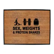 Gym Swps Sex Weights Protein Shakes D3 - Funny Novelty Doormat Man Cave Floor mat