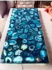 Blue Agate Console Table, Geode Agate Counter Table, Living Room Furniture Decor