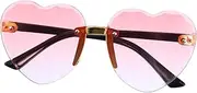 VERDANVERSE 1Pair Heart Shape Frameless Sunglasses for Creative Fashionable Decor for Parties for Summer Gatherings Birthdays and Fancy Dress Events Gradient Design