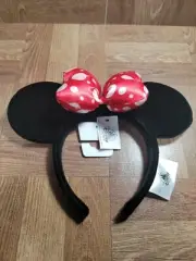 Disney Minnie Mouse Satin Polka Dot Bow Ear Headband
