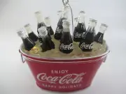 Coca-Cola Kurt Adler Coke Bottles Oval Bucket Pail Holiday Christmas Ornament