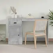 Adjustable Desk Table, Gray Engineered Wood Home Office Computer Work Station with Drawer - Standing Desk for Gaming, 115x50x75cm