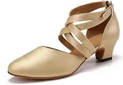 [SWDZM] Glitter Women's Latin Dance Shoes Closed Toe Sequins Ballroom Salsa Tango Modern Practice Performance Party Dancing Shoes,Model DY225