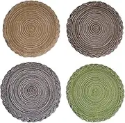 4PCS Burlap placemat Bohemian placemats Dining Table mat Round Table mats Kitchen Tablemats Ruffled Burlap Place mat Boho Decor Dining Table Accessories Decorations (Mix-Color#2-4PCS)