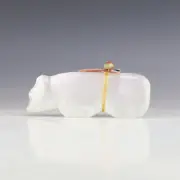 NATIVE AMERICAN ZUNI SELENITE BEAR FETISH BY EVALENA BOONE
