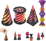 Pack of 4 3D Printed Spiral Cone Fidget Toy, Impossible Spiral Cone Pyramid, 3D Printed Spiral Ball, Fidget Toy, Spiral Toy, Impossible Cone Spiral Cone Decompression Toy for Adults and Children