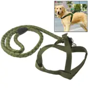Strong Dog Leash With Safety Chain 1.0M Length Army Green