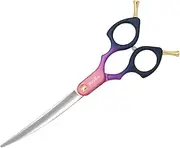 6.5in Professional Dog Grooming Scissors,Big Super Curved Pet Cutting Shears,45 Degree Bend Cat Dog Scissors for Grooming Face Paws,VG10 Stainless Steel Sharp Blade Pet Shears,Round Blunt Tip
