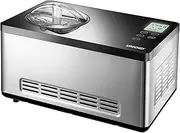 UNOLD Gusto 48845 Ice Cream Maker with Self-Cooling Compressor, 180 W, 2 L Volume, Elegant Stainless Steel Housing, LCD Display, Digital Timer