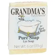 Grandma's Pure Lye Soap Bar, Unscented Face & Body Wash Cleans with No Deterg...