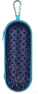 Swim Goggle Case for Swimming Goggles, EVA Carrying Case with Drain Hole Zipper Sunglasses Case with Clip Blue