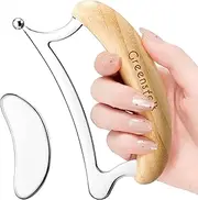 Greenstalk 2-in-1 Gua Sha Massage Tool Set, Face & Body Scraping Boards with Bamboo Handle, Muscle Therapy