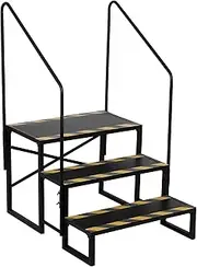 RV Steps with Handrails 3 Steps Mobile Home Stairs Outdoor RV Step Ladder with Anti-Slip Pedals Hot Tub Steps for Home, Spa, Travel Trailers, Porch, Pool