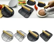 Aluminum Alloy Burger Press Wooden Handle Grill Press Hamburger Patty Maker for