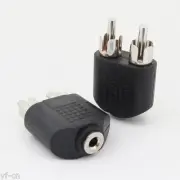 50x 3.5mm Stereo Female to 2 RCA Male Plug Twin Phono Y Splitter Audio Adapter