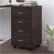 Filing Cabinet Office Filing Wooden Low Cabinet Four-Drawer Filing Cabinet Lockable Storage Filing Cabinet with Removable Wheels Storage Cabinet (Color : Brown)