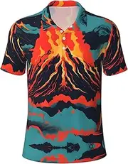 [DRTGEDS] Volcano Men's Polo Shirts Short Sleeve Golf Shirt for Weekend Getaways, Beach Trips
