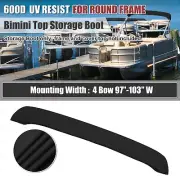 4 Bow Bimini Top Storage Boot No Frame Black 97"-103" W 600D Polyester Canvas