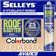 Selleys Roof & Gutter Silicone PAPERBARK Sealant Waterproof UV Weather Resi 300g