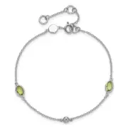 925 Sterling Silver Diamond Peridot Tennis Bracelet