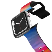 Apple Watch Series 4-6, SE (44mm) Impact Band BRIGHT HORIZONS - Bold Rainbow Colorful Multicolor Sunrise Sunset Abstract Acrylic Painting Fine Art Whimsical Summer Hipster Cool Modern Stripes Pattern