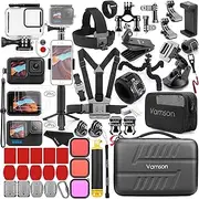 [Vamson] Accessories Kit for GoPro Hero 12 11 10 9 Waterproof Housing Case Filter Silicone Protector Frame Lens Screen Tempered Glass Head Chest Strap Bike Mount Floating Bundle Set Kit 64 in 1 AVS18