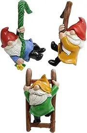 TOGEVAL 3Pcs Garden Gnome Figurine Fall Decor Resin Dwarf Statues for Outdoor Garden Lawn Patio Cute Desktop Ornaments with Details