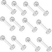 [Bamboopack] 30PCS 16G Clear Acrylic Lip Rings Tragus Retainer Lip Studs Helix Cartilage Earring Stud Nose Studs Piercing Jewelry Retainer-8mm