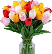 SITUMEIZI Fake Flowers Tulips White,yellow,sunset Red,red,light-pink