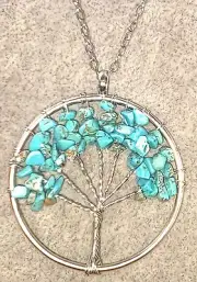 Turquoise Gemstone Tree of Life Necklace
